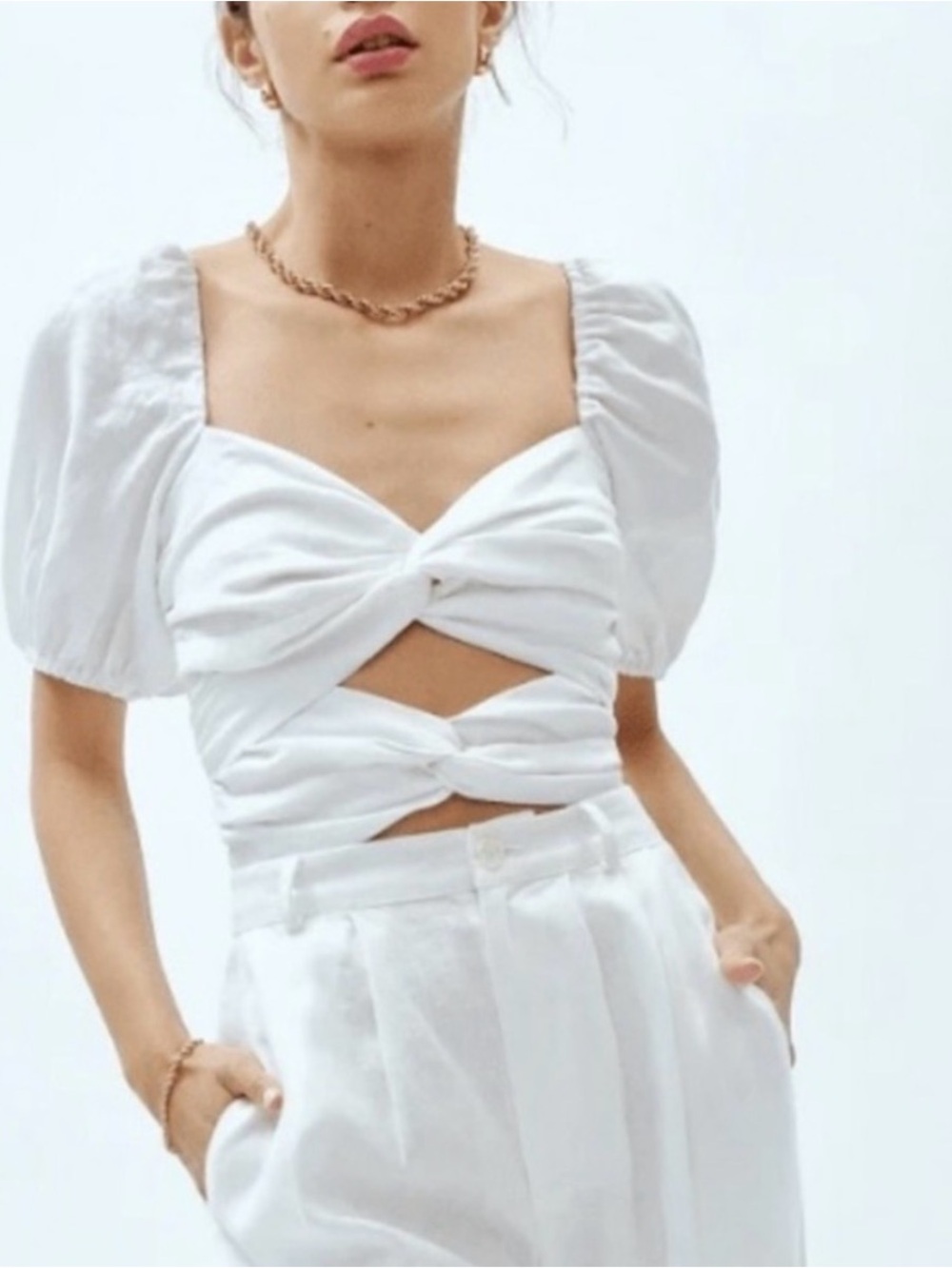 Reformation Karina Linen Top - White (like new!)